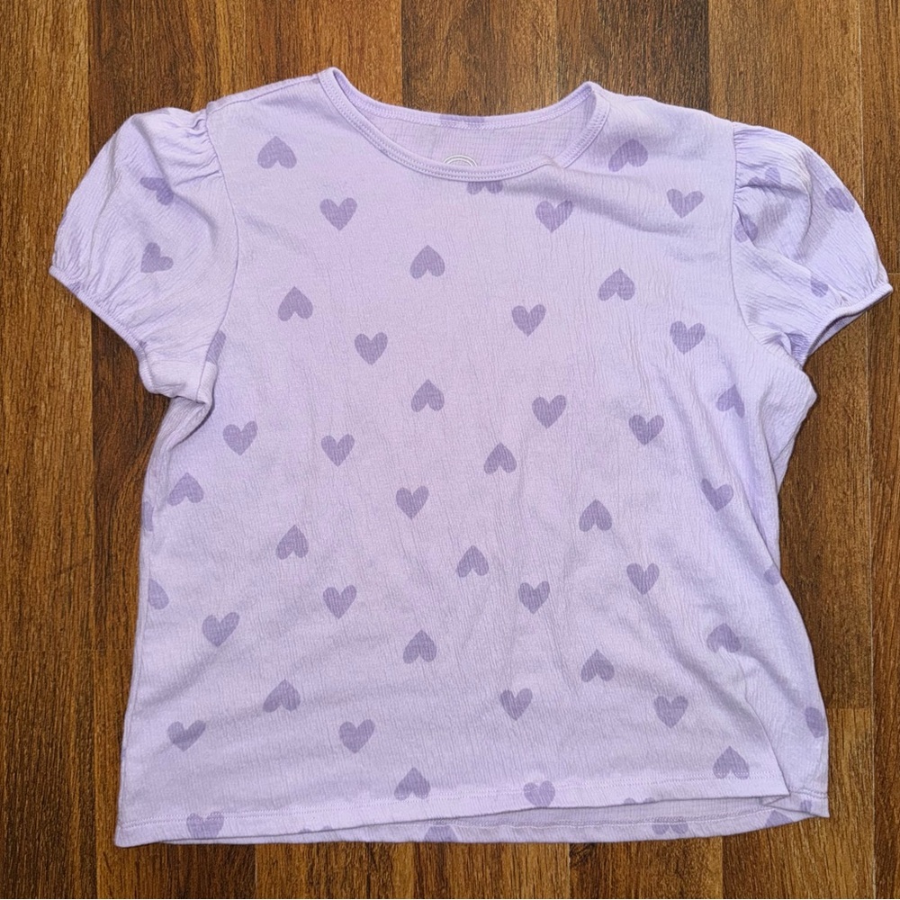 wonder nation Lavender Heart Puff Sleeve Tee